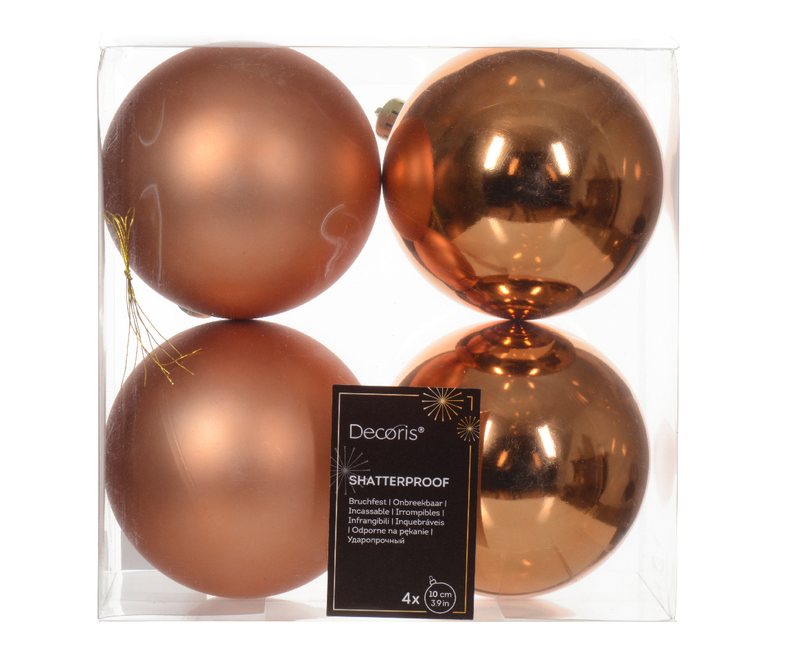 Decoris Kerstbal kunststof d10 cm rood kpr 4st kerst  - 