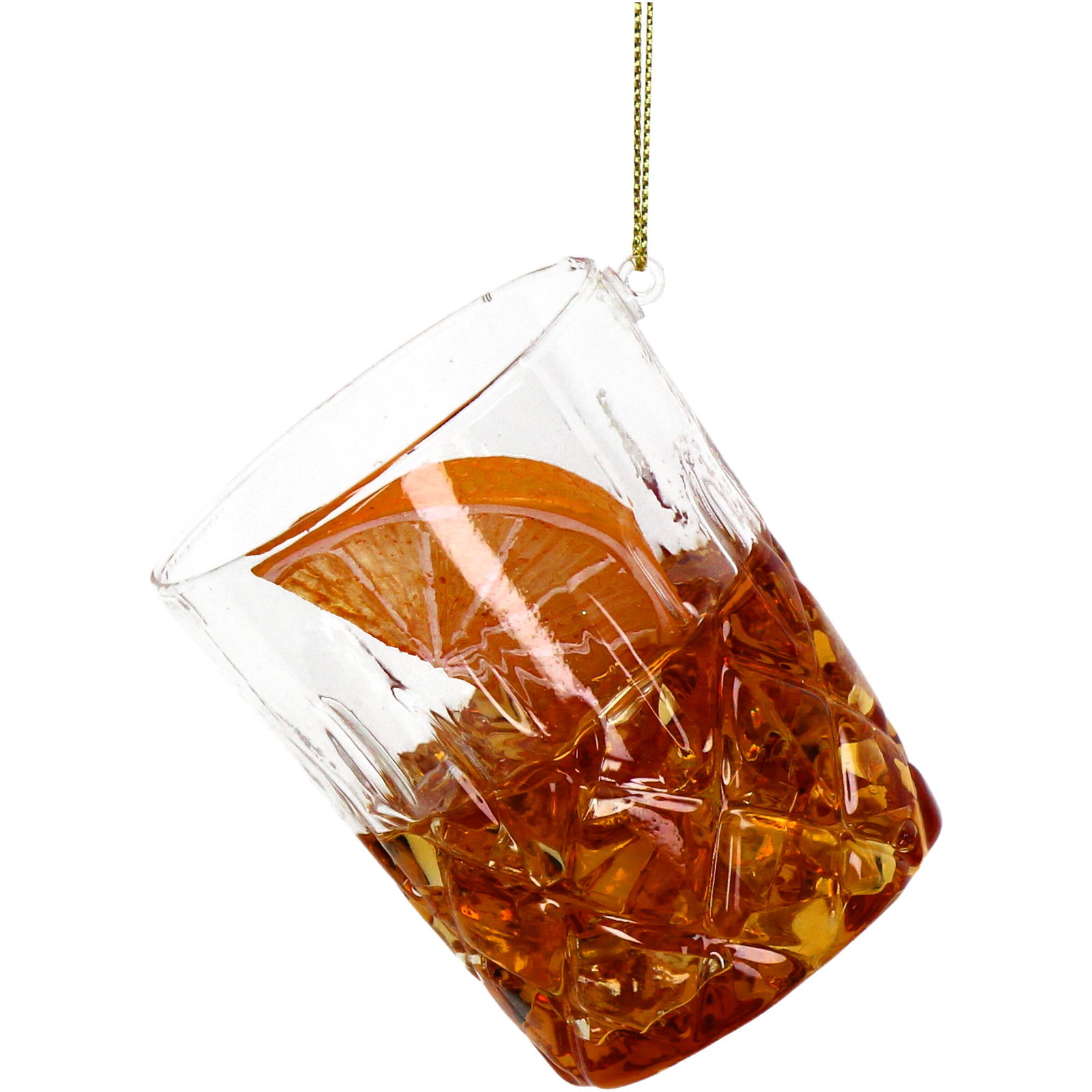 Hd collection Ornament kerstbal Cocktail Old Fashioned Glas Bruin 7.5 cm  - 