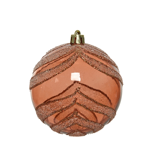 Decoris Kerstbal deco glitter terra bruin kerstversiering  - 