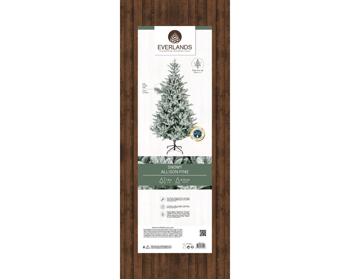 Everlands Allison kunstkerstboom dia. 112-H180 cm groen/wit  - 