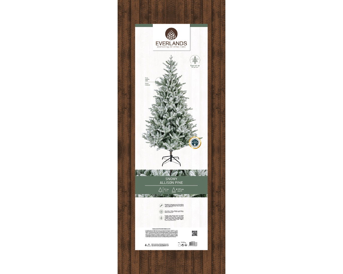 Everlands Allison kunstkerstboom dia. 127-H210 cm groen/wit  - 