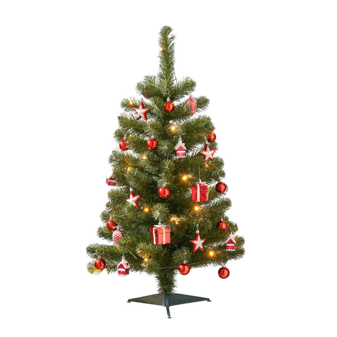 Black box Joy kerstboom led groen rood 30L tips 94 26 ornaments b/o en timer H90 D50 cm  - 