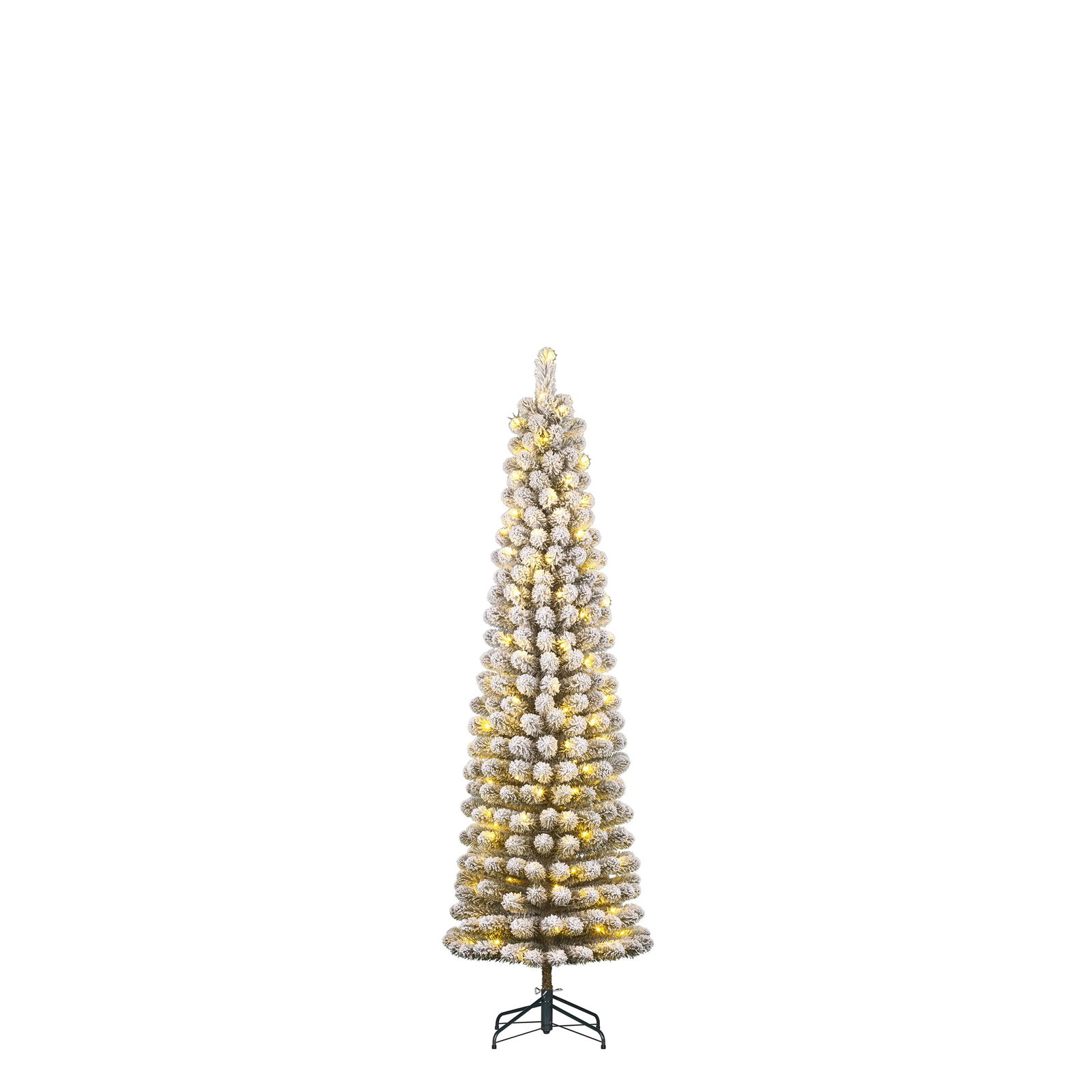 Black box Kunstkerstboom Charlton pilar groen frosted H155 x dia. 48 cm met 90 LED warm wit  - 