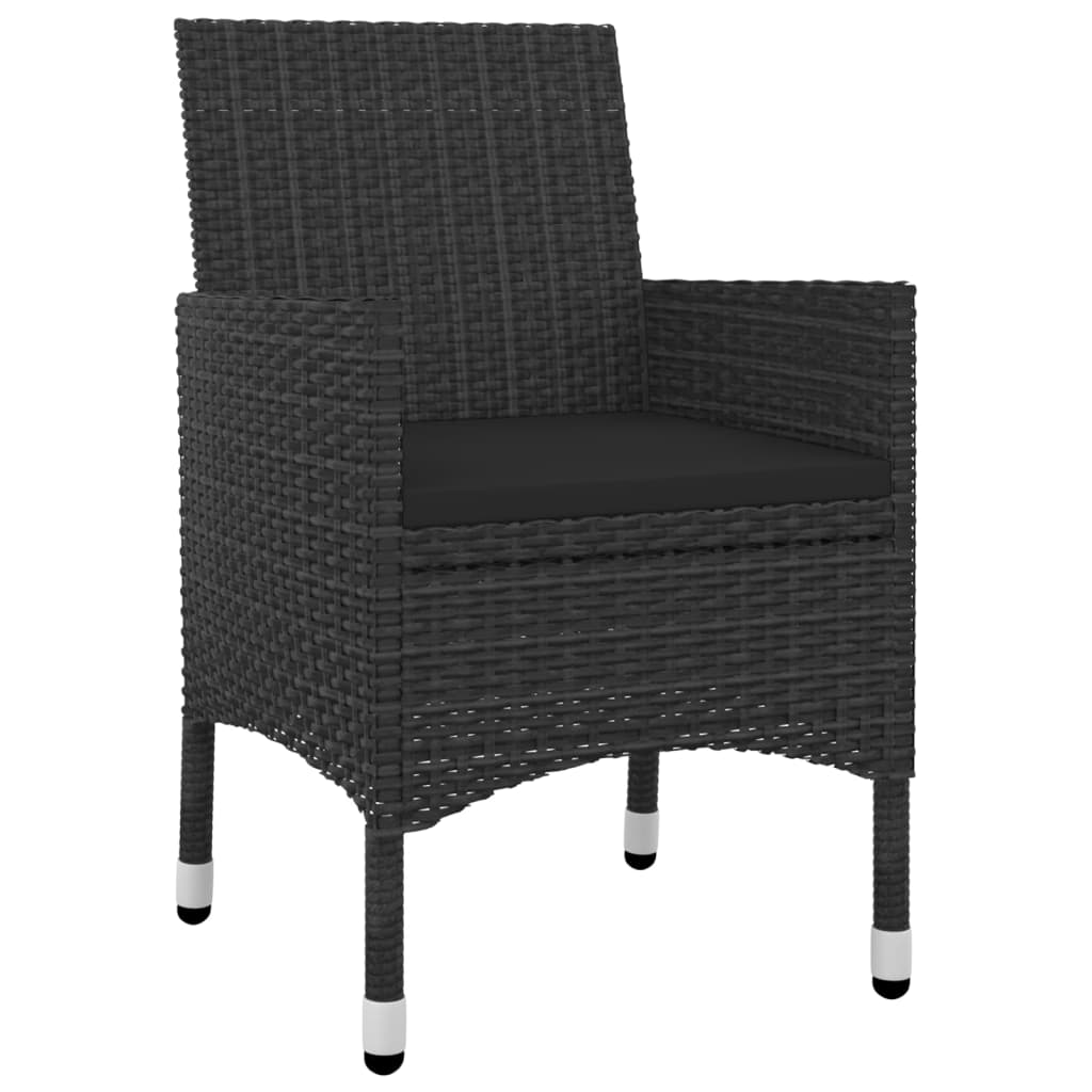 vidaXL 3-delige Tuinset met kussens poly rattan en glas