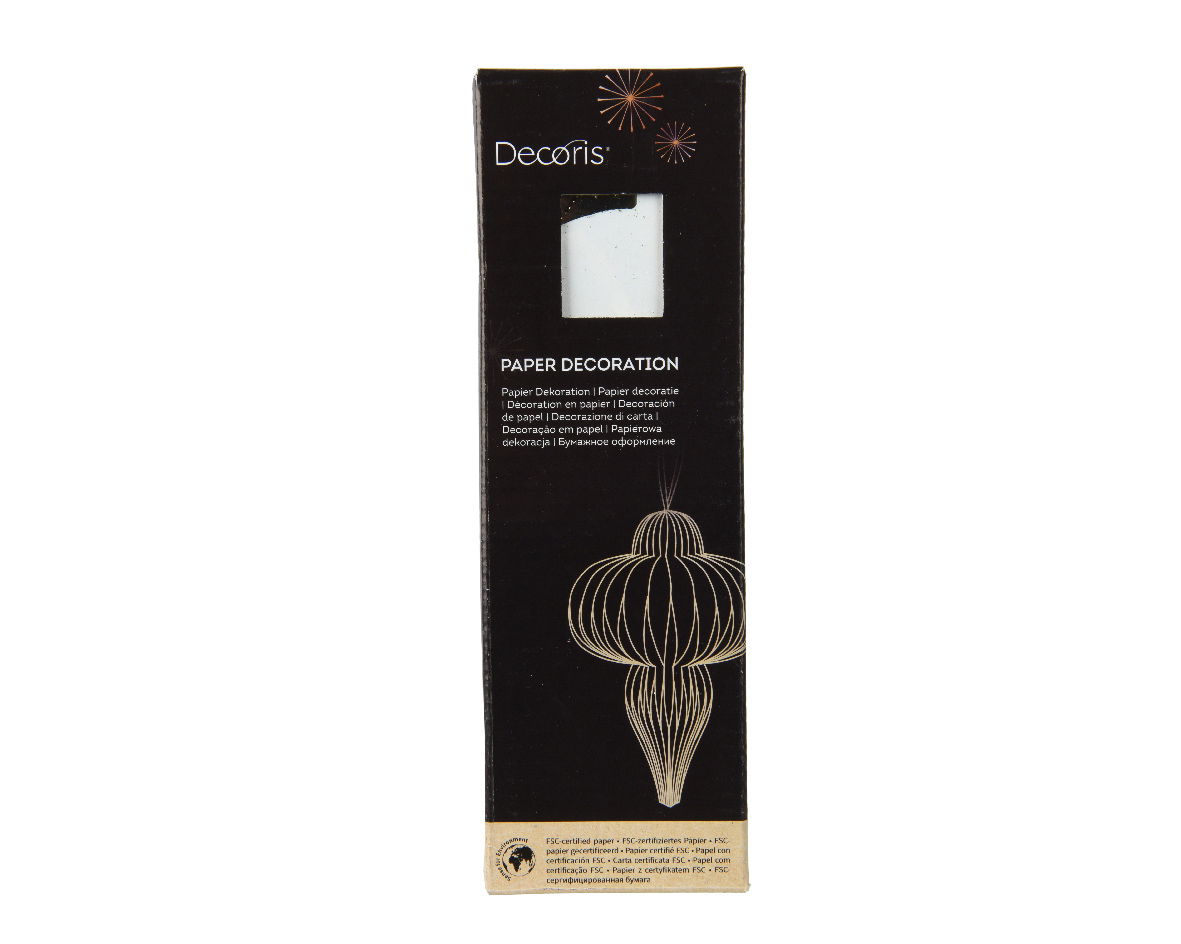 Decoris Ornament papier d12h20 cm wit  - 