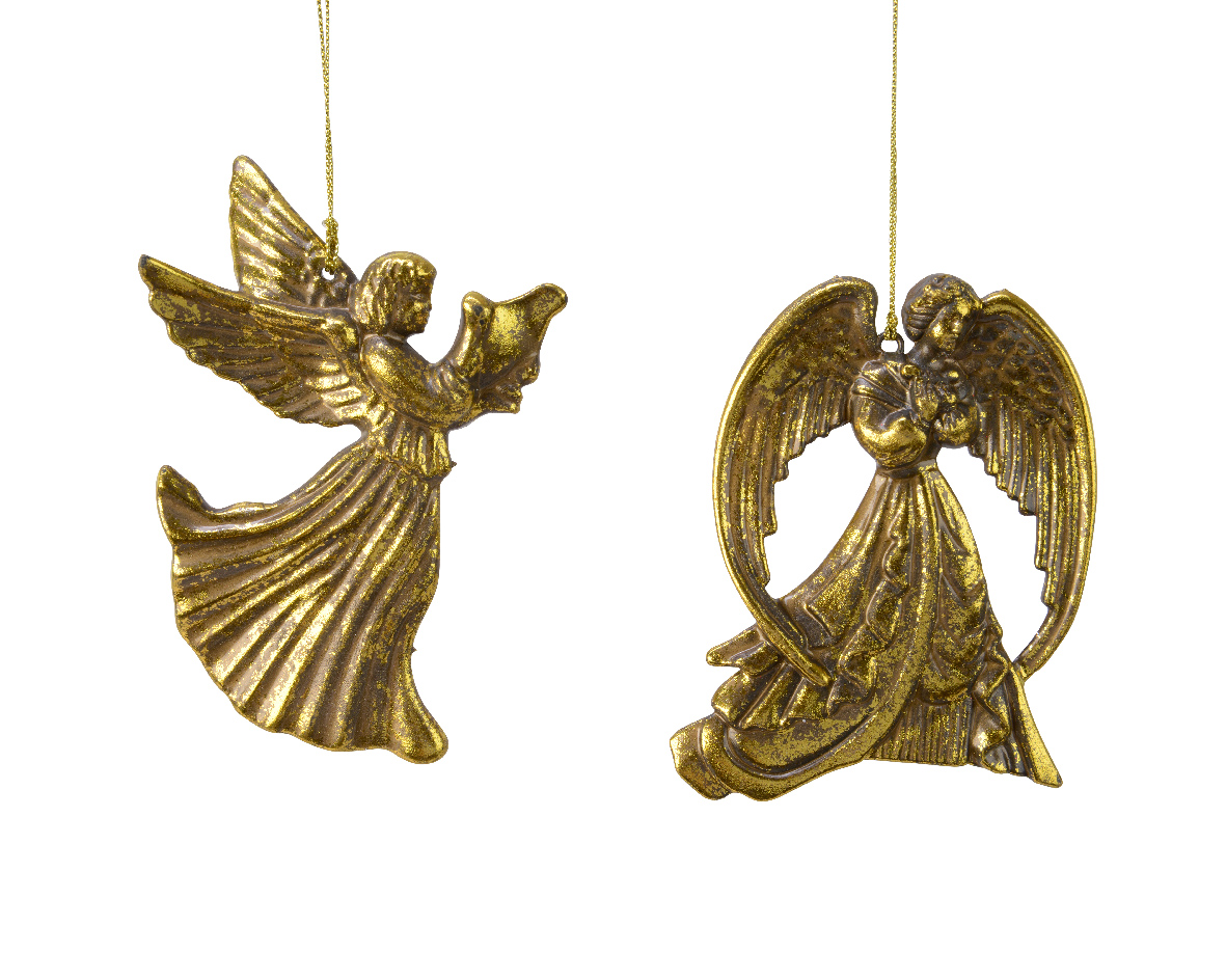 Ksd Ornament plastic engel muziek goud a2  - 