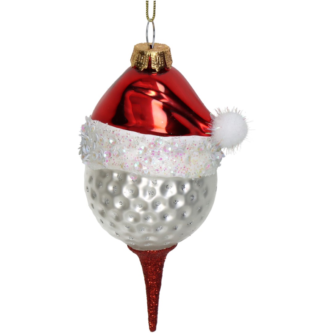 Hd collection Ornament Golfbal Glas Rood 12.3cm  - 