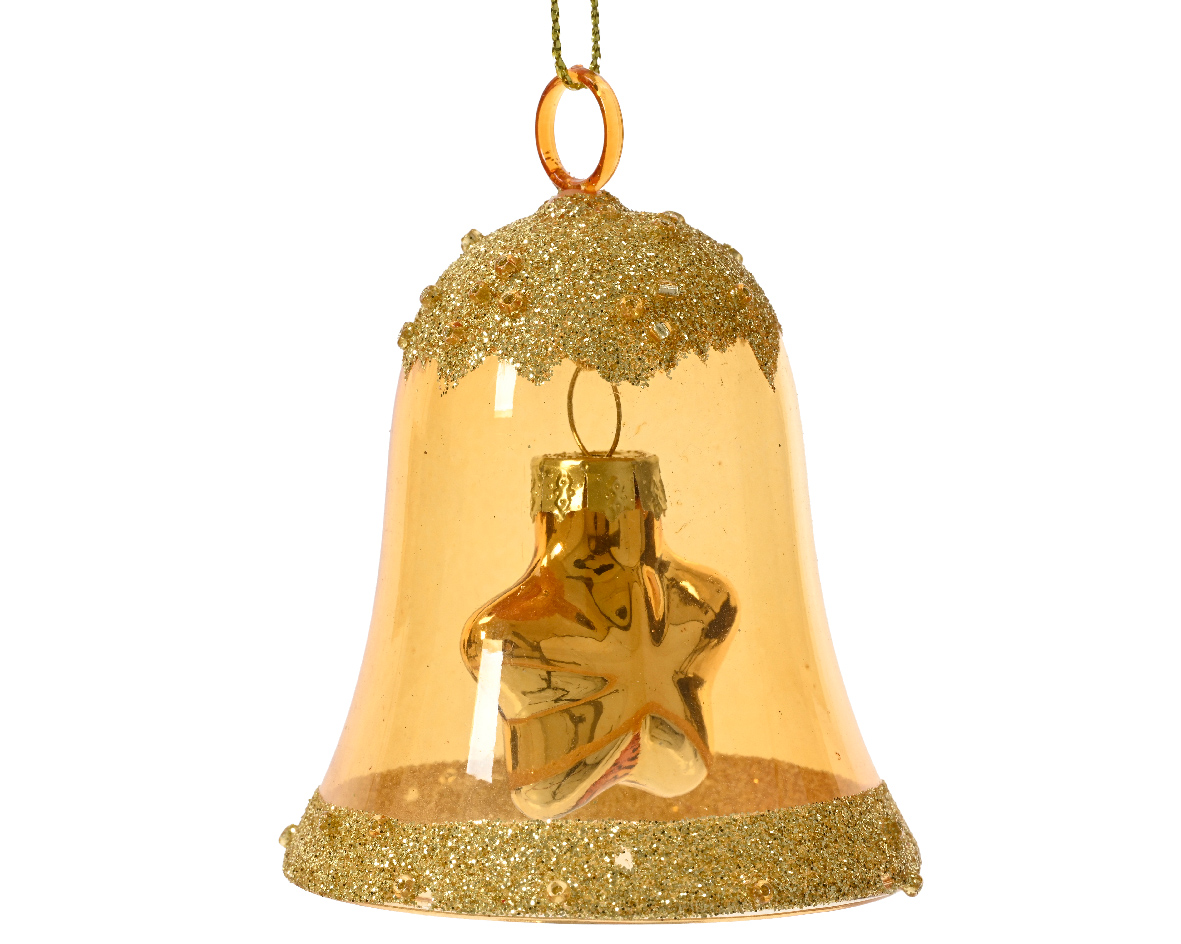 Decoris Klok glas l6.2b6.2h7.5 cm licht goud kerst  - 