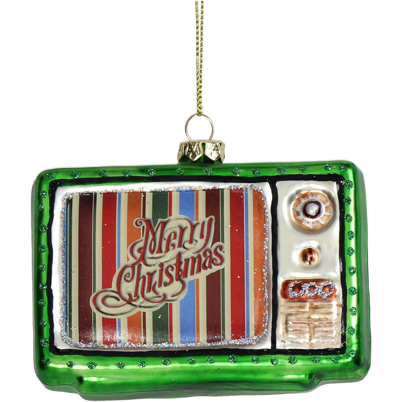 Hd collection Ornament kerstbal Televisie Glas Groen 8.9 cm  - 