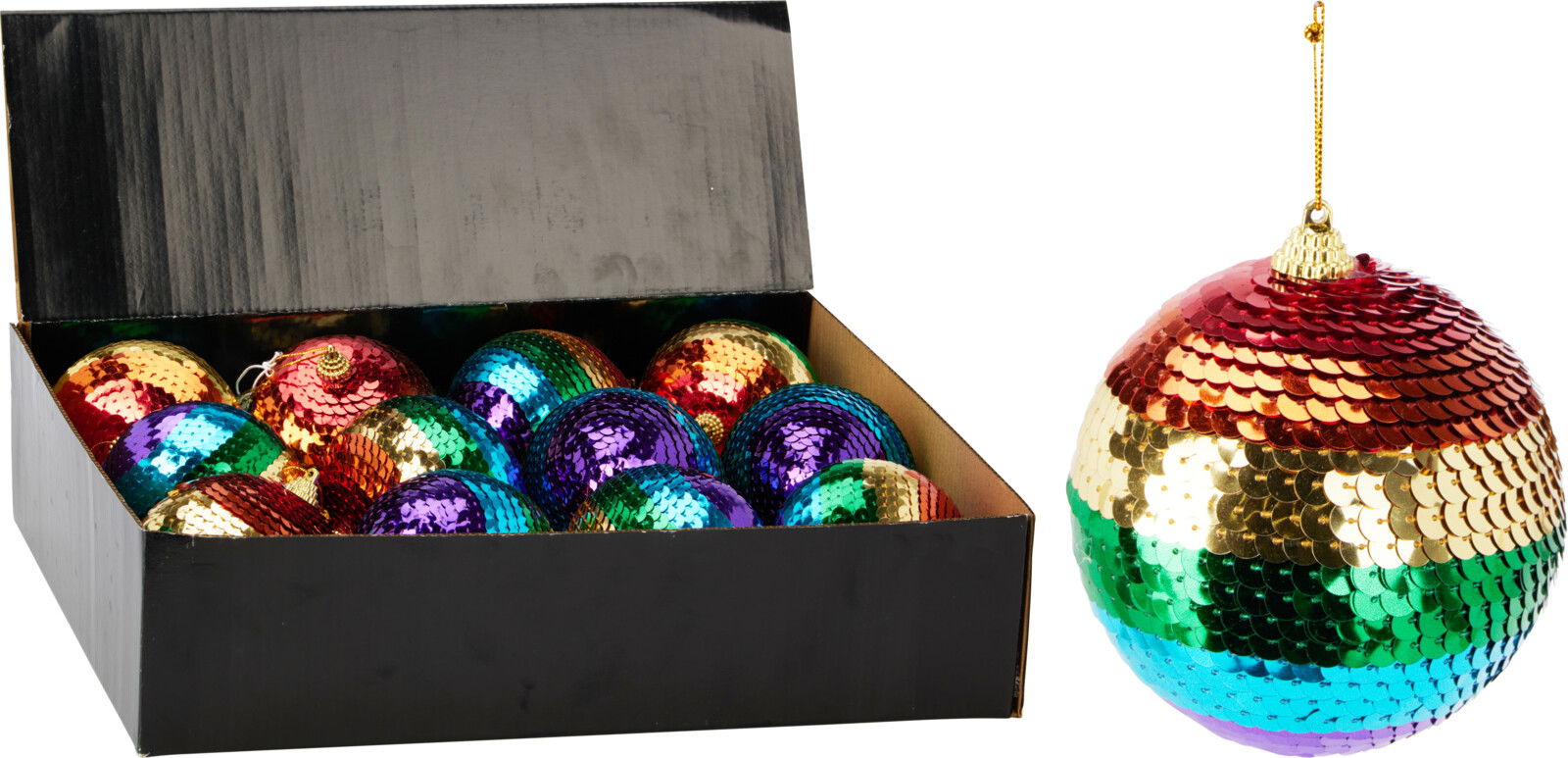 Nampook Kerstbal regenboog sequin 95 mm  - 