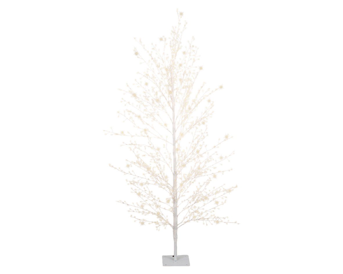 Lumineo Warm wit 1350 Micro-LED verlichte boom pvc wit H 150 cm  - 