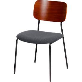Meet_by_Paperflow meet by Paperflow bistrostoel LISA, gestoffeerd, zwart frame, walnootfineer, antraciet bouclé bekleding, set van 2