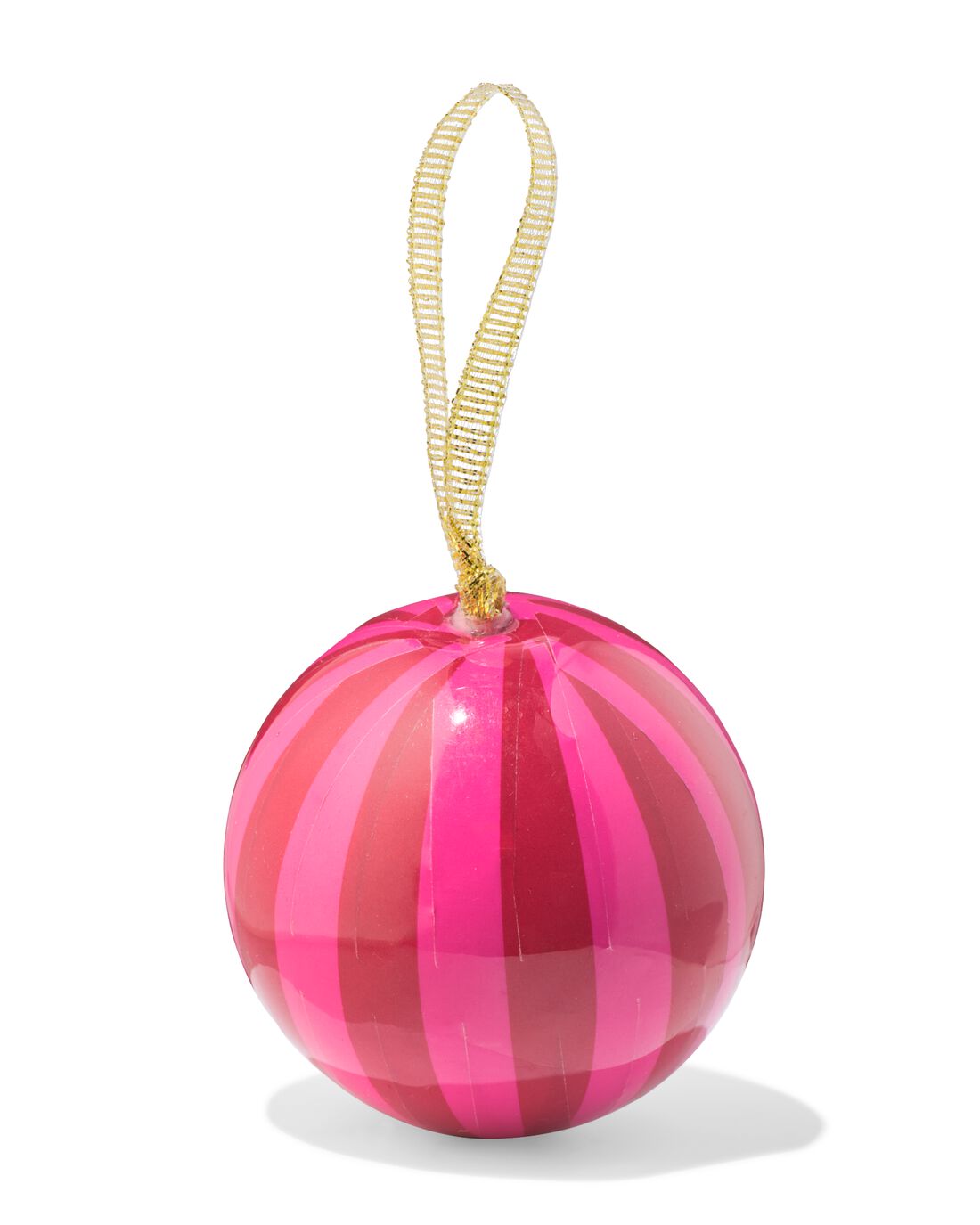 HEMA Kerstbal 6cm papier brede strepen roze-rood (multi)
