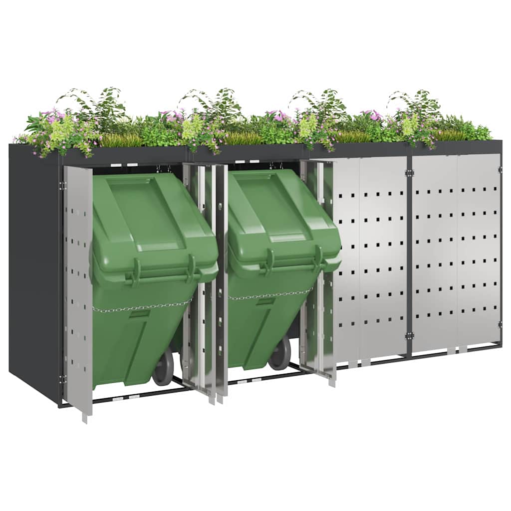 vidaXL Wieltjesbakopslag voor 3 bakken Antraciet 340 x 77.5 x 115.5 cm
