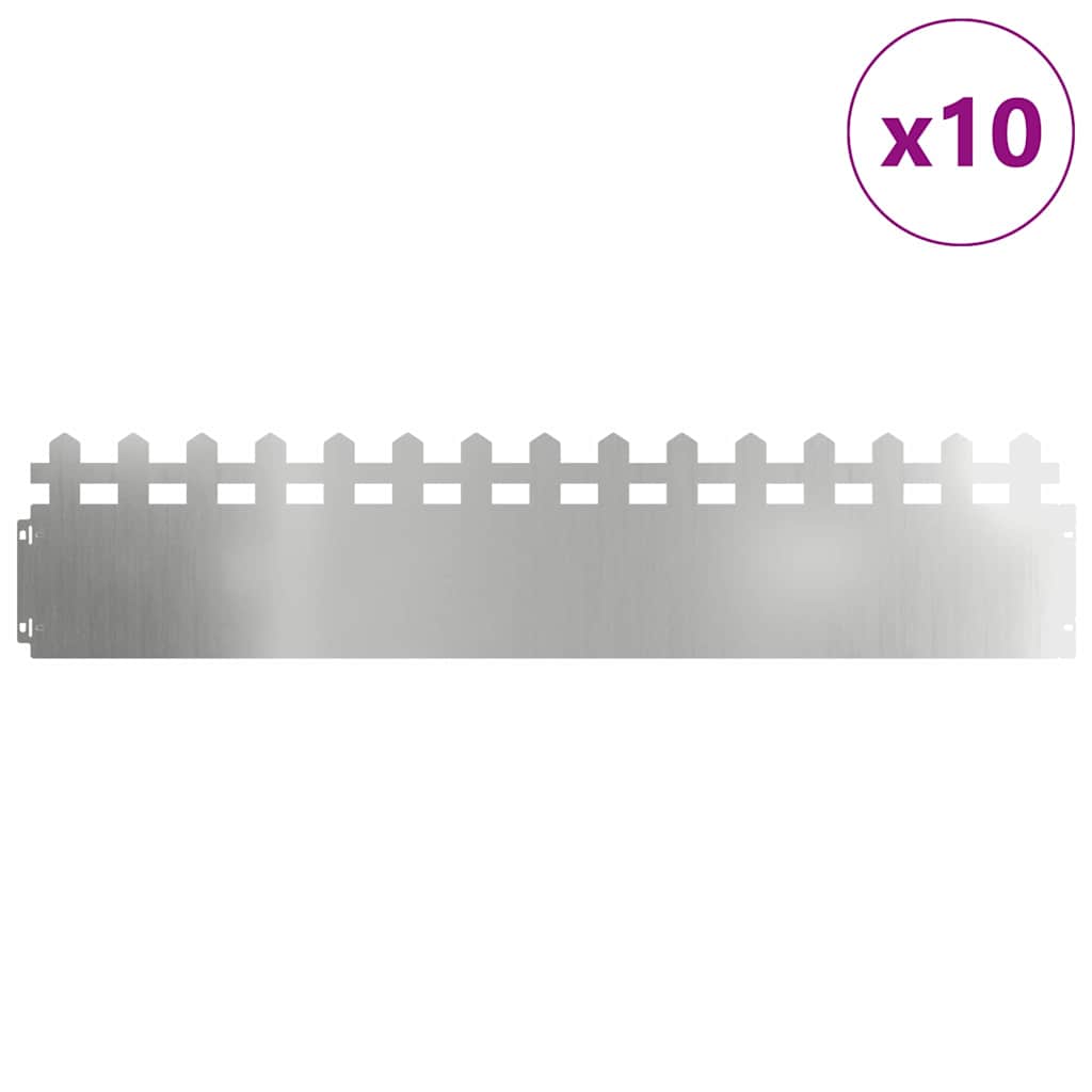vidaXL Gazonranden 10 pcs Zilver 103 x 0,05 x 22 cm
