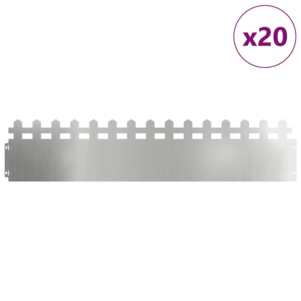 vidaXL Gazonranden 20 pcs Zilver 103 x 0,05 x 22 cm