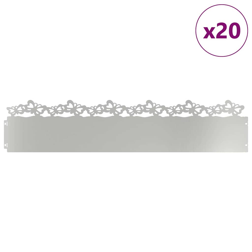vidaXL Gazonranden 20 pcs Zilver 103 x 0,05 x 22 cm