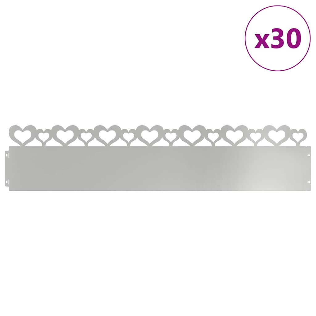 vidaXL Gazonranden 30 pcs Zilver 103 x 0,05 x 22 cm