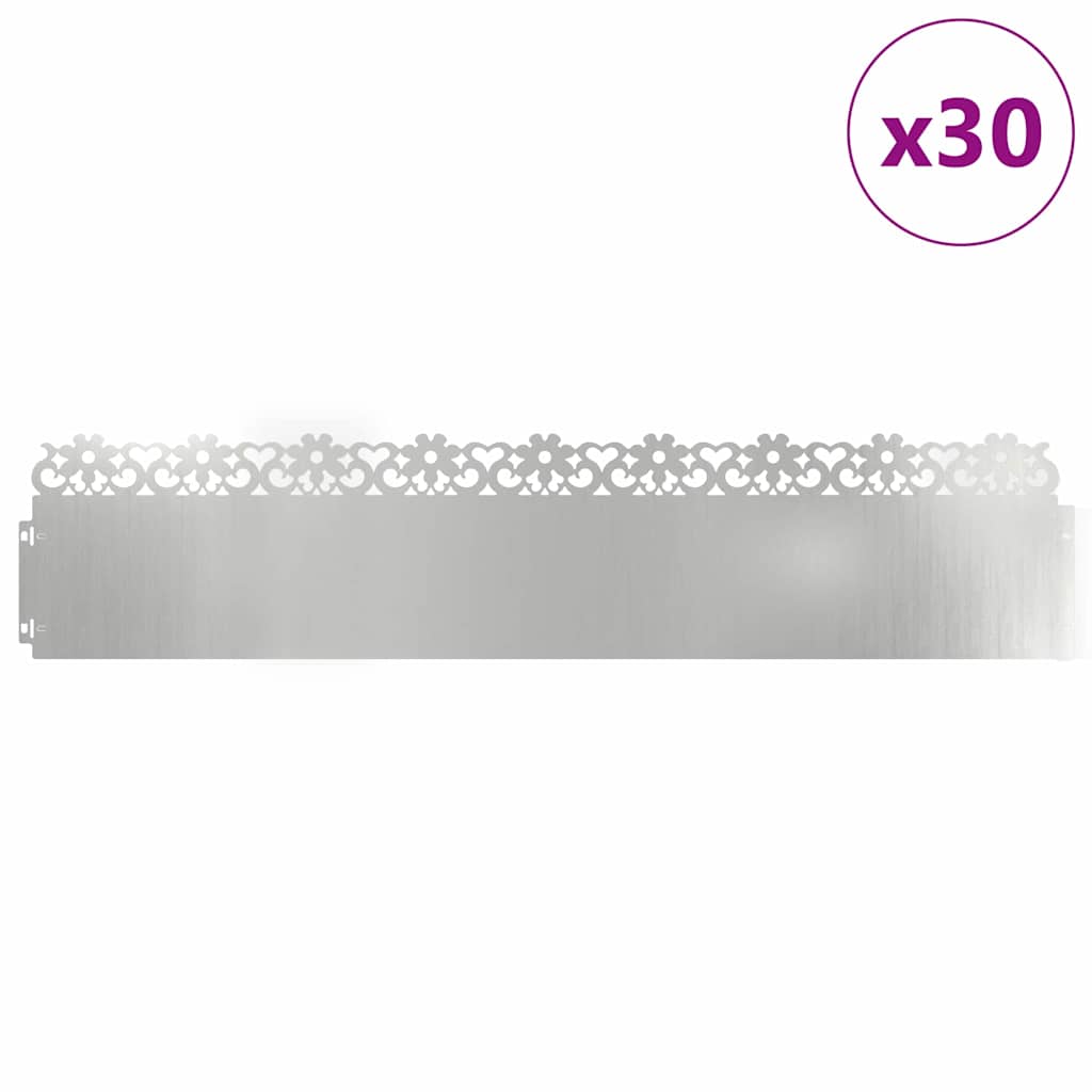 vidaXL Gazonranden 30 pcs Zilver 103 x 0,05 x 22 cm