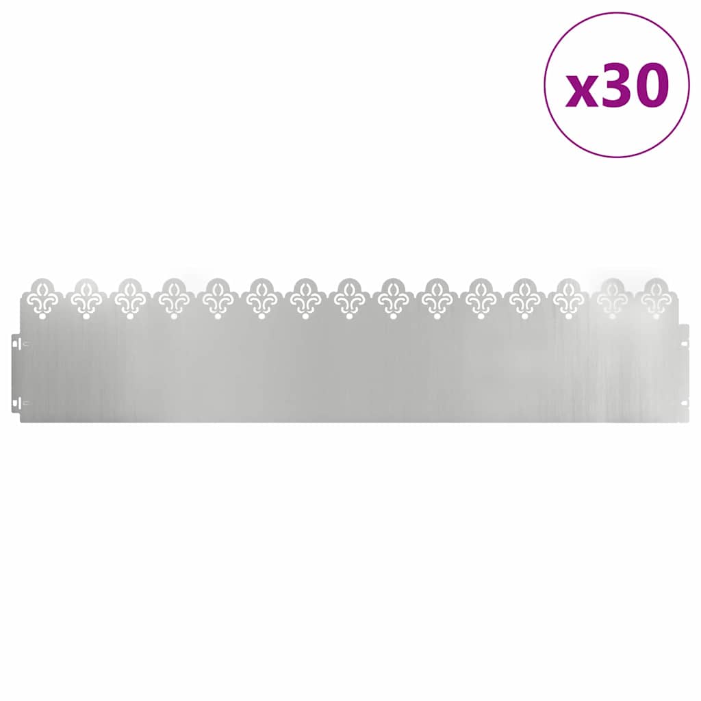 vidaXL Gazonranden 30 pcs Zilver 103 x 0,05 x 22 cm