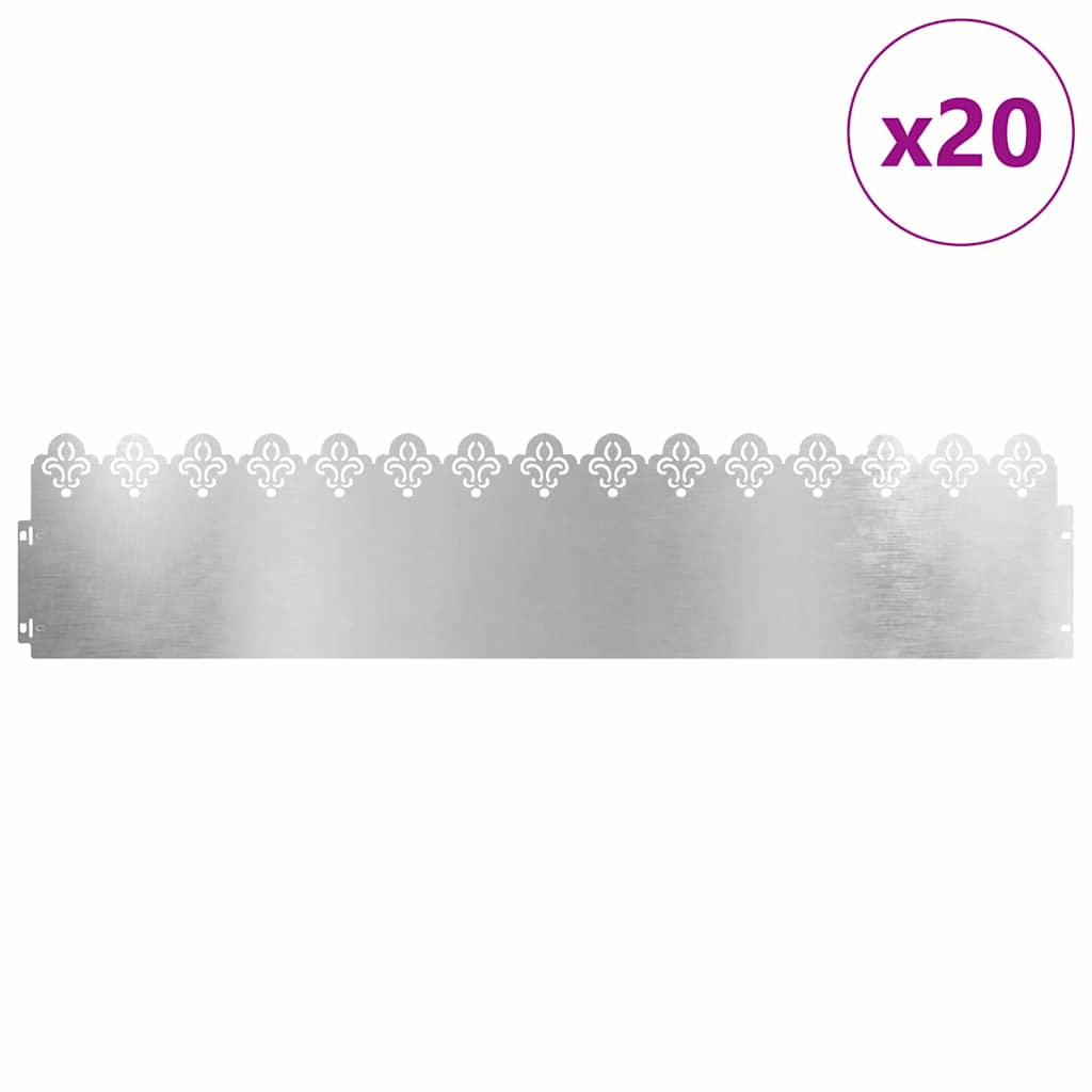 vidaXL Gazonranden 20 pcs Zilver 103 x 0,05 x 22 cm Roestvrij staal