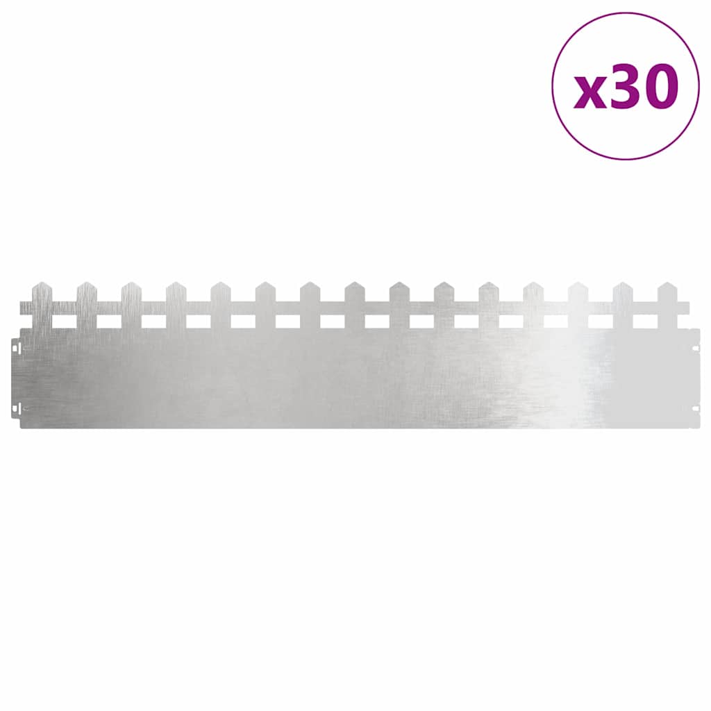 vidaXL Gazonranden 30 pcs Zilver 103 x 0,05 x 22 cm Roestvrij staal