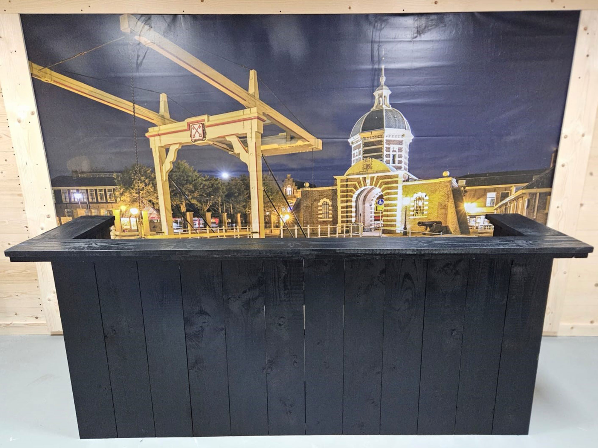 Steigerhouten Meubelen Leiden Steigerhouten Bar - Zwart