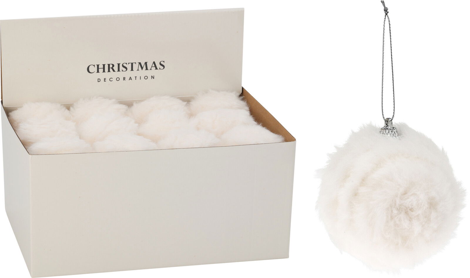 Nampook Kerstbal 80 mm kunst bont wit  - 