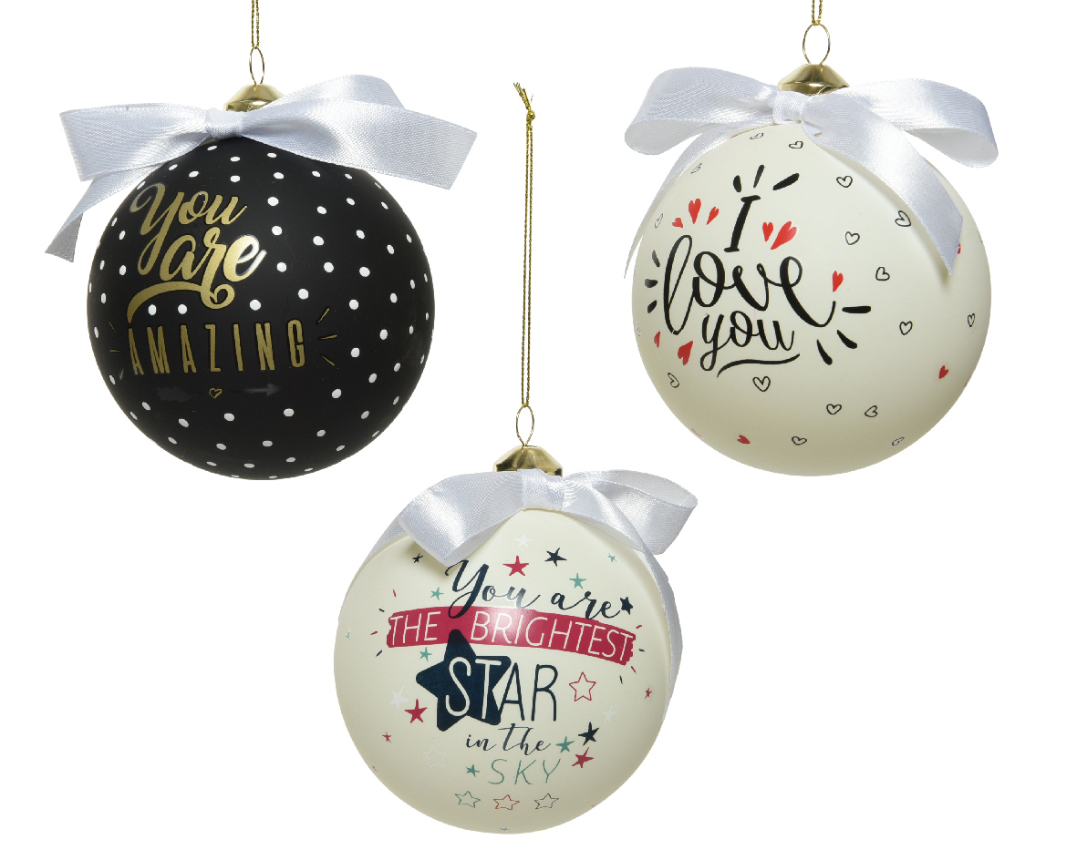 Decoris Kerstbal glas kadotekst d10h10 cm a3  - 