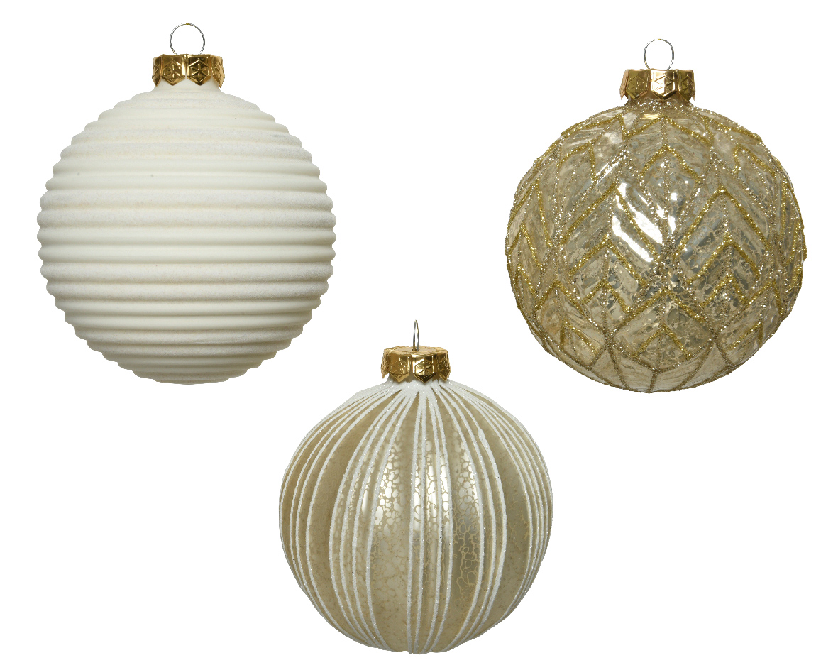 Ksd Kerstbal glas d10 cm parel a3  - 