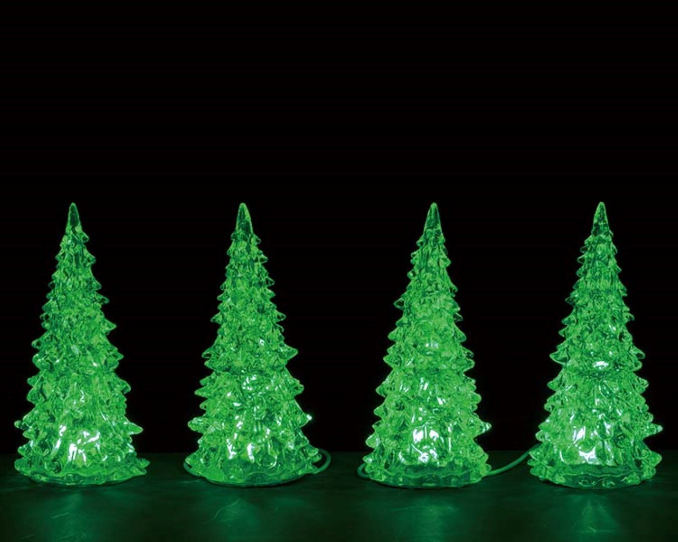 Lemax Kerstfiguur Crystal lighted tree 3 color changeable small set of 4 4,5V  - 