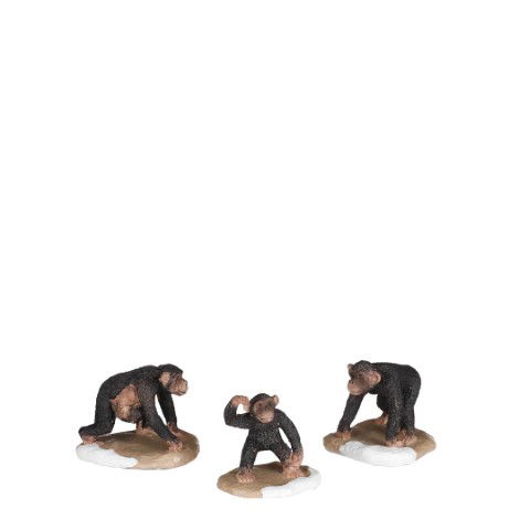 Luville Chimpanzee family 3 stuks l5xb4,5xh4,5cm Kerst  - 