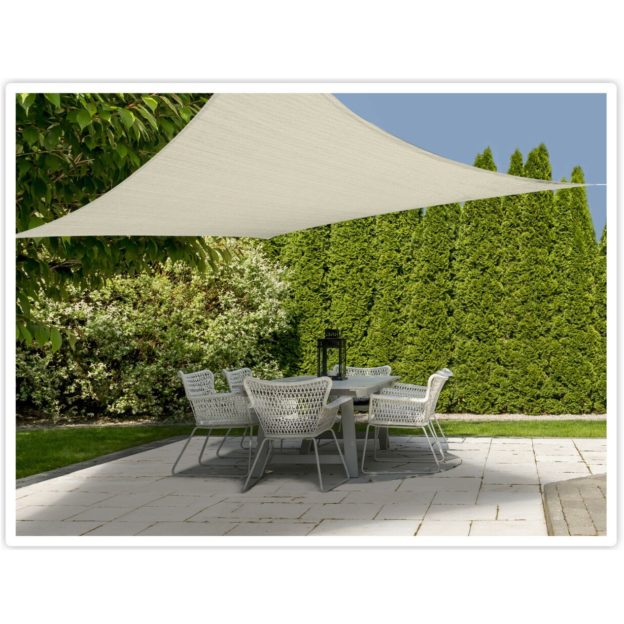 Merkloos Schaduwdoek - gebroken wit - 3 x 3 meter - vierkant - zonnescherm -