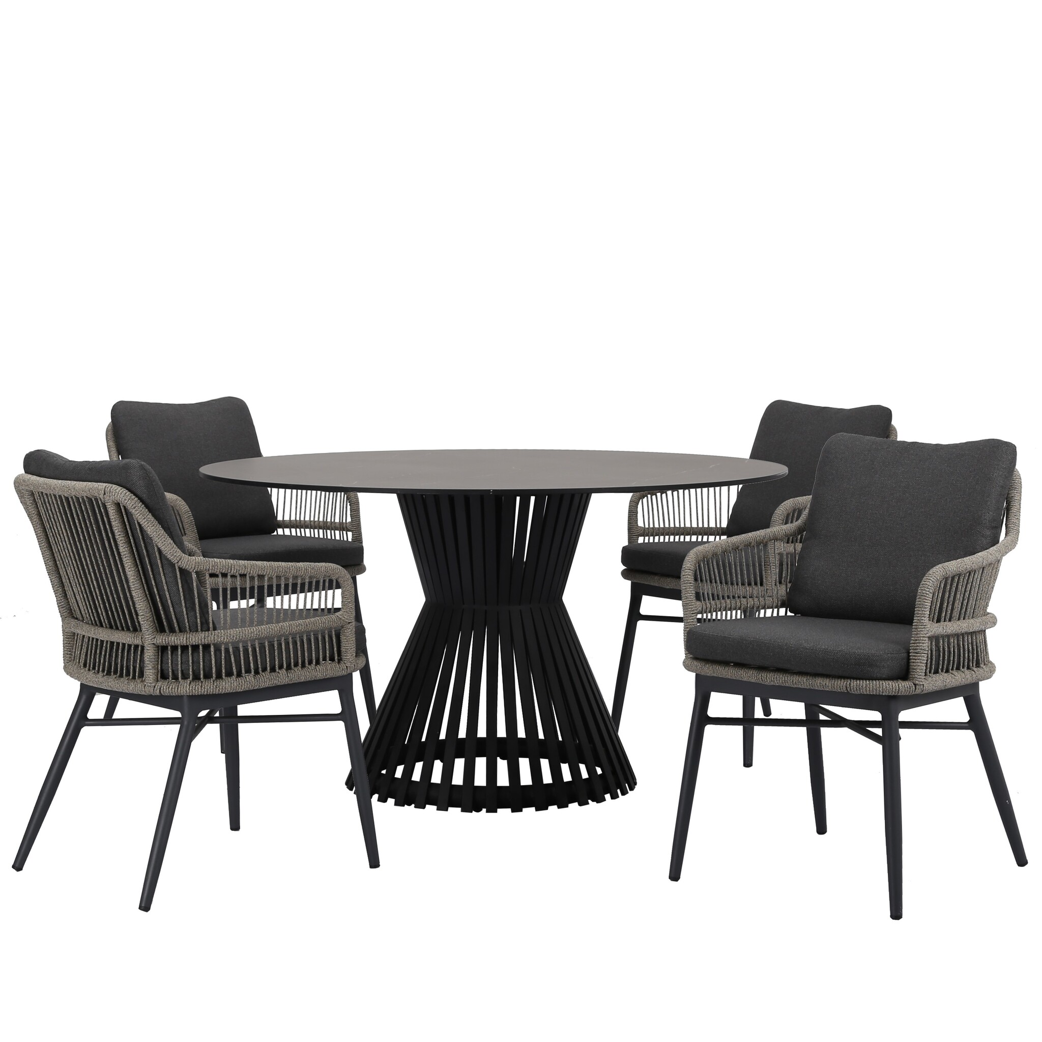 AVH-Collectie Catania Pasadena dining tuinset 140xH75 cm rond 5 delig