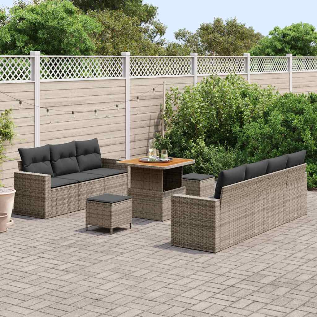 vidaXL Tuin Sofa Set 10 pcs Grijs poly rattan