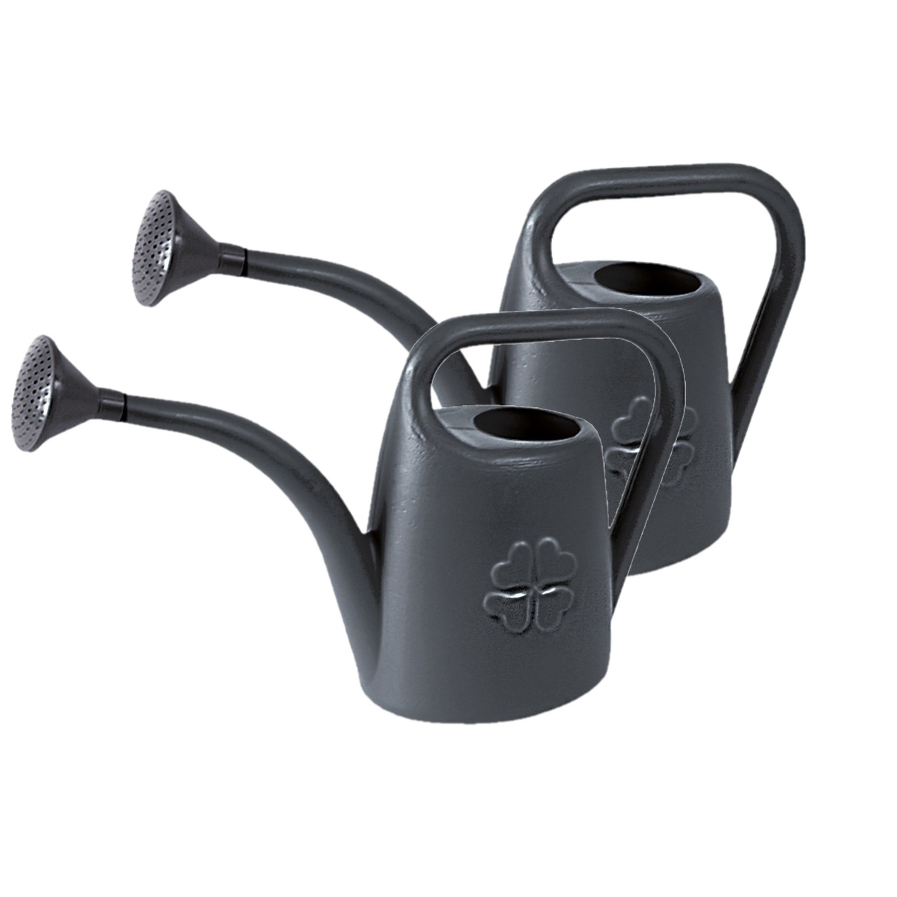 Prosperplast Set van 2x stuks kunststof bloemen/planten gieter met broeskop/sproeikop antraciet 4,5 liter -