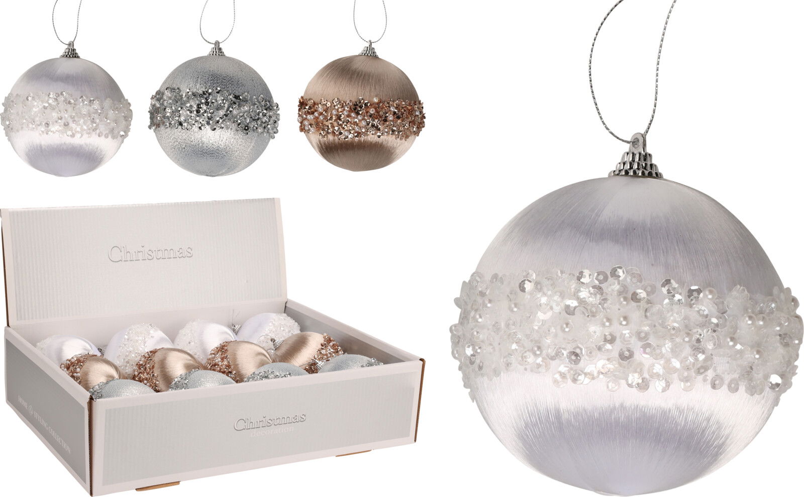 Nampook Kerstbal 100 mm kralen 3ass kleuren  - 