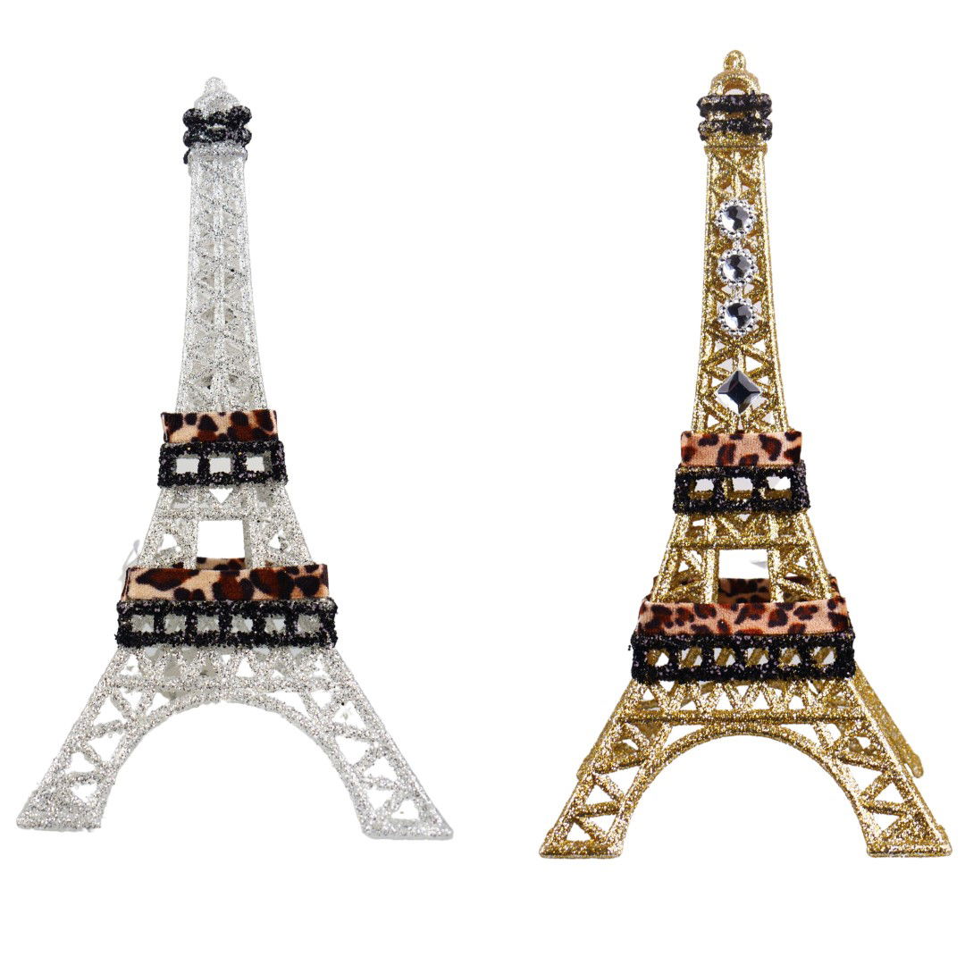 Kurt s adler 10.5 inch Leopard Eiffel Tower Oversize Ornament X 2. Plastic 5x5x10 cm kerstornament Kurt S. Adler - 