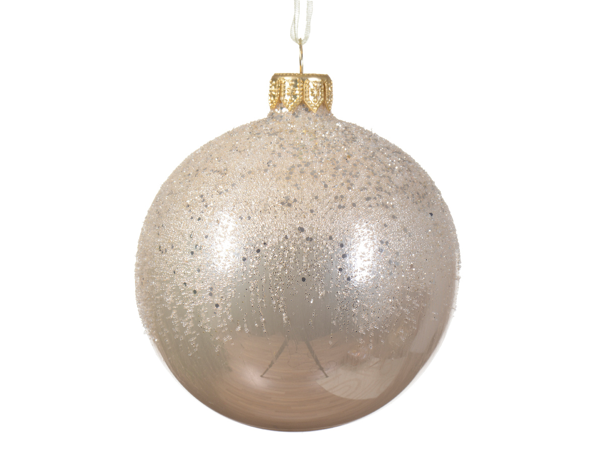 Decoris Kerstbal glas d8 cm parel V kerst  - 