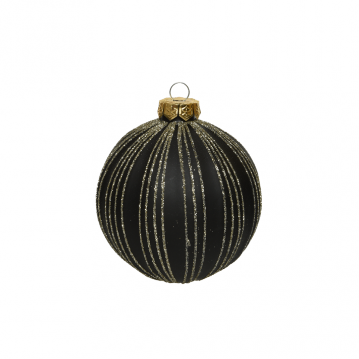 Decoris Kerstbal glas 3ass light gold veins black antique  - 