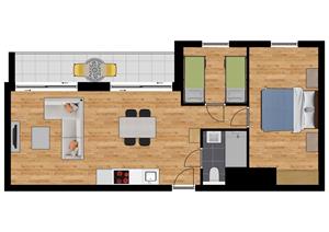 Comfort suite 4p balkon 2 slaapkamers 1 dubbel bed - 2 enkele bedden - België - Belgische kust - Zeebrugge