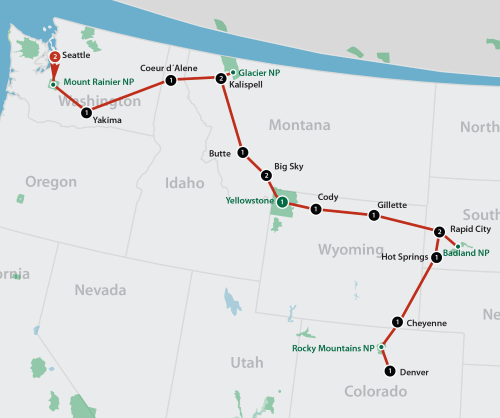 From the Pacific to the Rockies (19 dagen) - Amerika - N-Westen+Rockies - Seattle