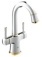 Grohe Grandera Zweigriff- Waschtischbatterie DN 15, L- Size, schwenkbarer Auslauf, Farbe: Chrom / Gold - 21107IG0