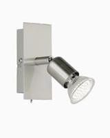 realityleuchten LED Wandstrahler NIMES 1 flammig Metall Silber mit Schalter 12x13cm