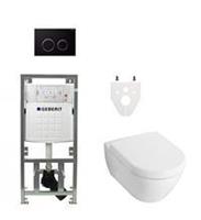 Villeroy & Boch - Subway 2.0 DirectFlush toiletset met Geberit reservoir en zitting met softclose bedieningsplaat sigma20 zwart