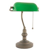 Clayre & Eef Bankierslamp bruin , groen glas 40 x Ø 27 cm