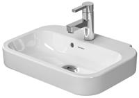 Handwaschbecken 50cm Happy D.2 mit Überlauf, mit Hahnlochbank, 1 Hahnloch, Farbe: Weiß mit Wondergliss - 07095000001 - Duravit