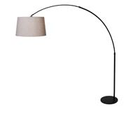 steinhauer Stehleuchte Bogenlampe Standlampe Wohnzimmerlampe Leinen Schwarz Grau h 200 cm