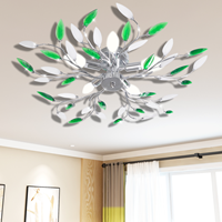 VIDAXL Deckenlampe Güne Und Weiße Blätterranken Mit Acryl-blättern 5x E14