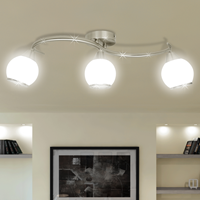 vidaXL Deckenleuchte mit Glasschirme auf geschwungener Schiene 3 × E14 Lampen Weiß